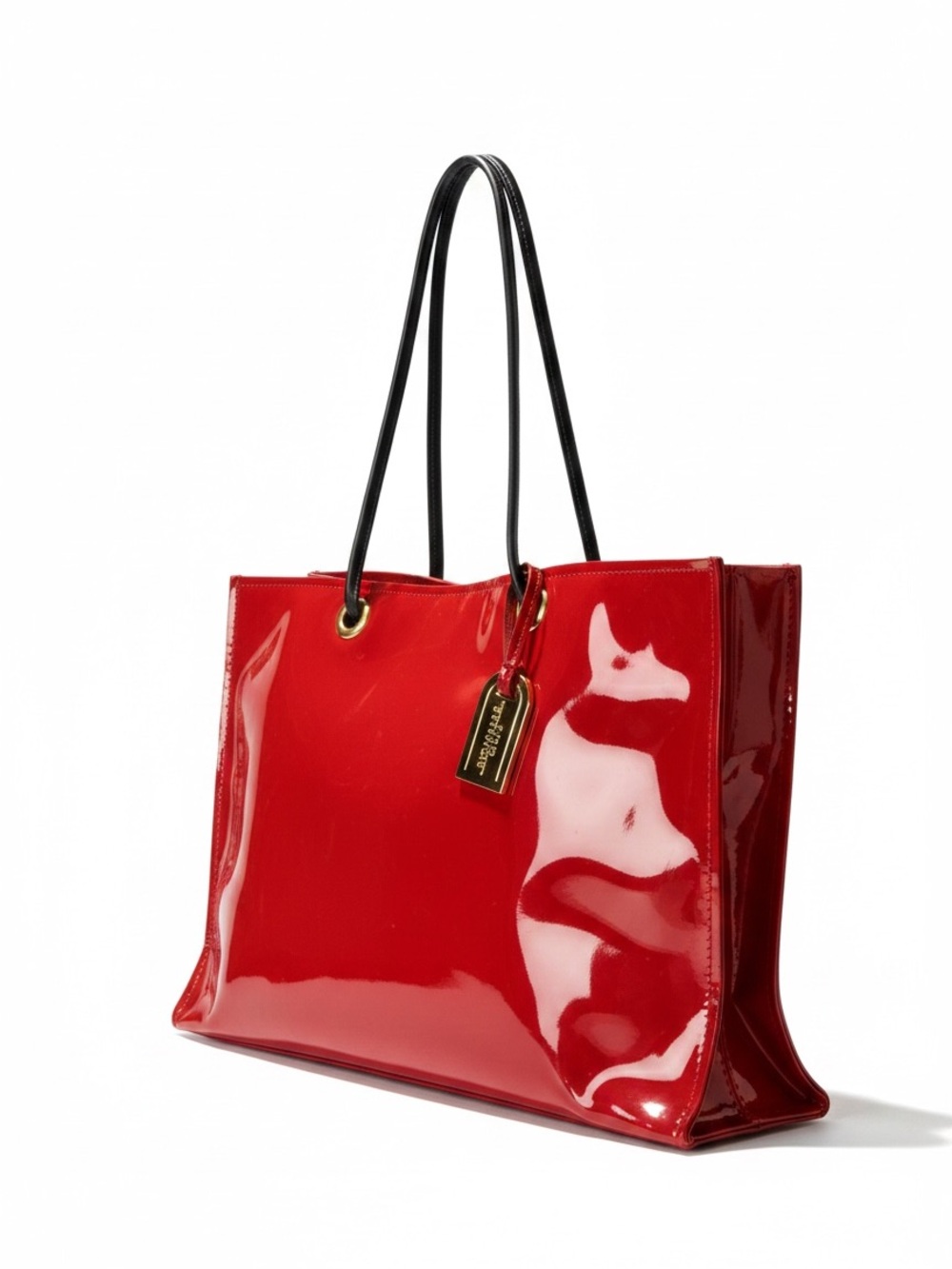 Signature Club A Red PVC Tote Bag with Black Handles